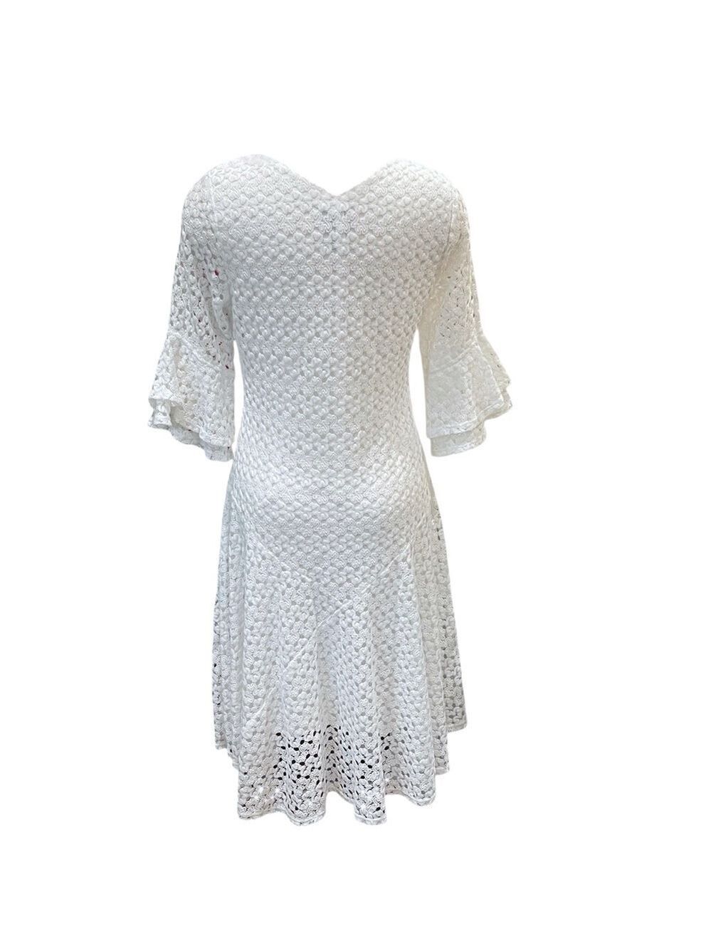 NWT Rabbit Rabbit Rabbit Designs Stretch Lace Fit And Flare Dress SZ 14 White - Picture 3 of 7